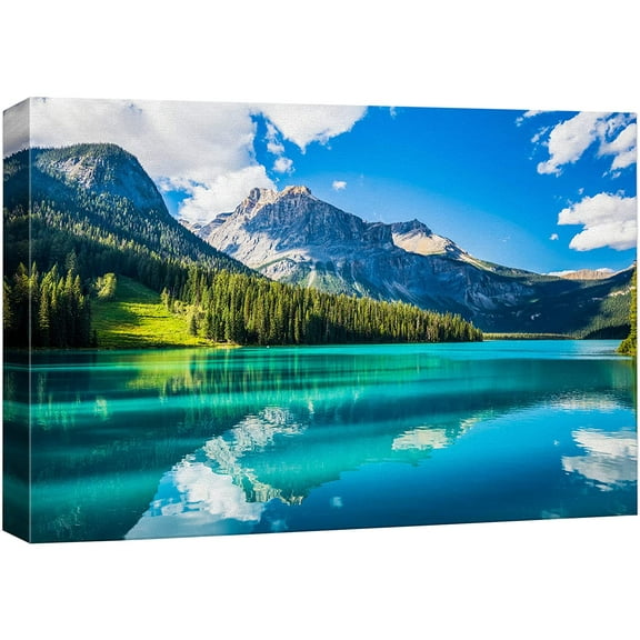 wall26 Canvas Print Wall Art Serene Vibrant Summer Mountain Forest Nature Wilderness Photography Realism Rustic Scenic Landscape Zen Colorful for Living Room, Bedroom, Office - 16x24 inches