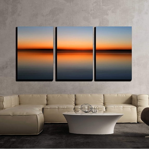 wall26 Canvas Print Wall Art Set Abstract Sunset Ocean Horizon Nature Wilderness Photography Realism Rustic Scenic Relax/Calm Colorful for Living Room, Bedroom, Office - 16"x24"x3 Panels