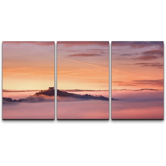 wall26 Canvas Print Wall Art Set Aerial Pastel Sunset Cloud Mountain Nature Wilderness Photography Realism Rustic Landscape Colorful Cool for Living Room, Bedroom, Office - 16"x24" x 3