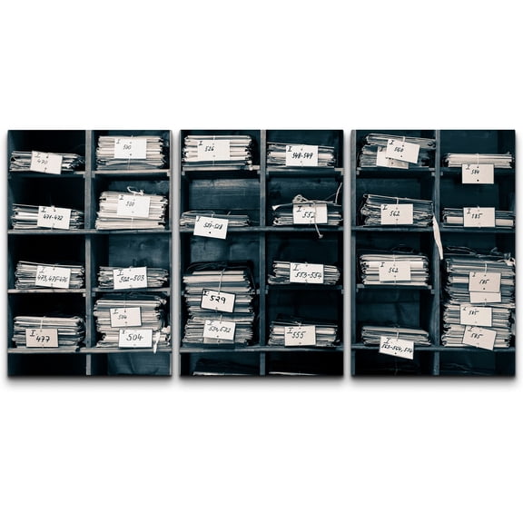 wall26 Canvas Print Wall Art Set Archival Paper and Document Stacks People Places Photography Modern Rustic Scenic Urban Multicolor Colorful for Living Room, Bedroom, Office - 16"x24"x3 Pan