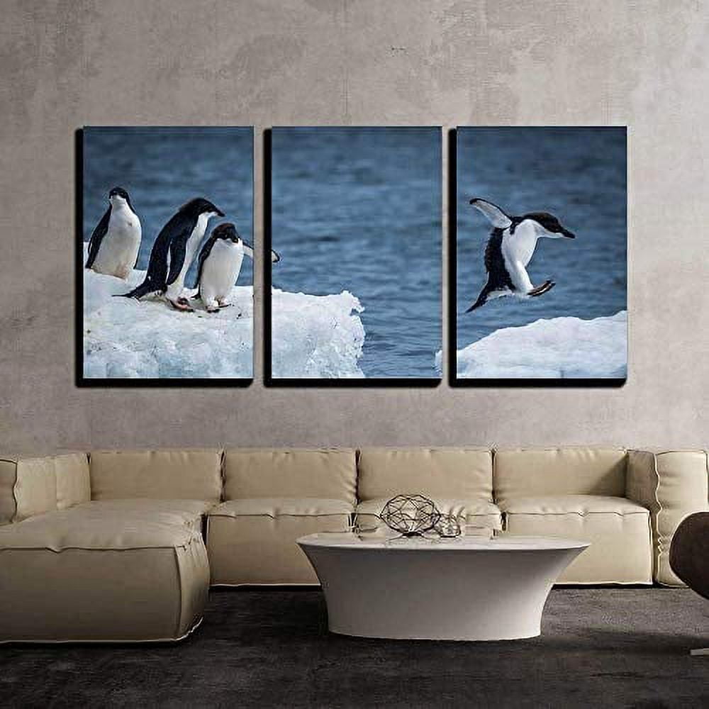 wall26 Canvas Print Wall Art Set Arctic Penguins Jumping on Ice Floes ...