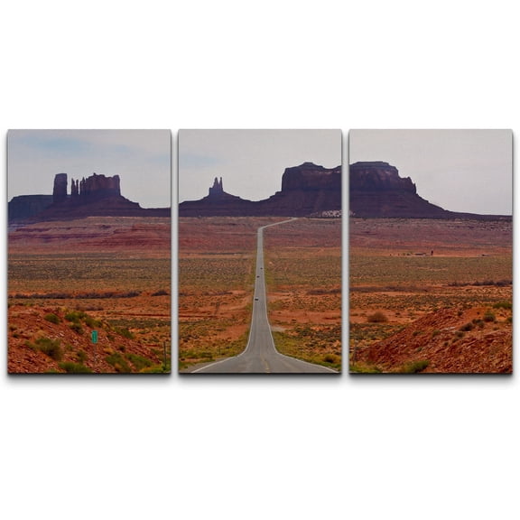 wall26 Canvas Print Wall Art Set Arizona Monument Valley Desert Road Nature Wilderness Photography Realism Rustic Scenic Colorful Travel Ultra for Living Room, Bedroom, Office - 24"x36"x3 P