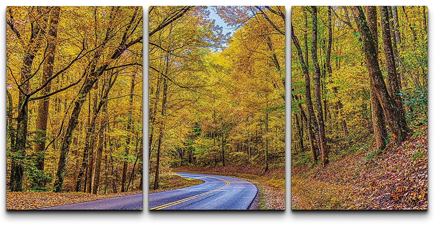 wall26 Canvas Print Wall Art Set Autumn Fall Tree Forest Country Road ...
