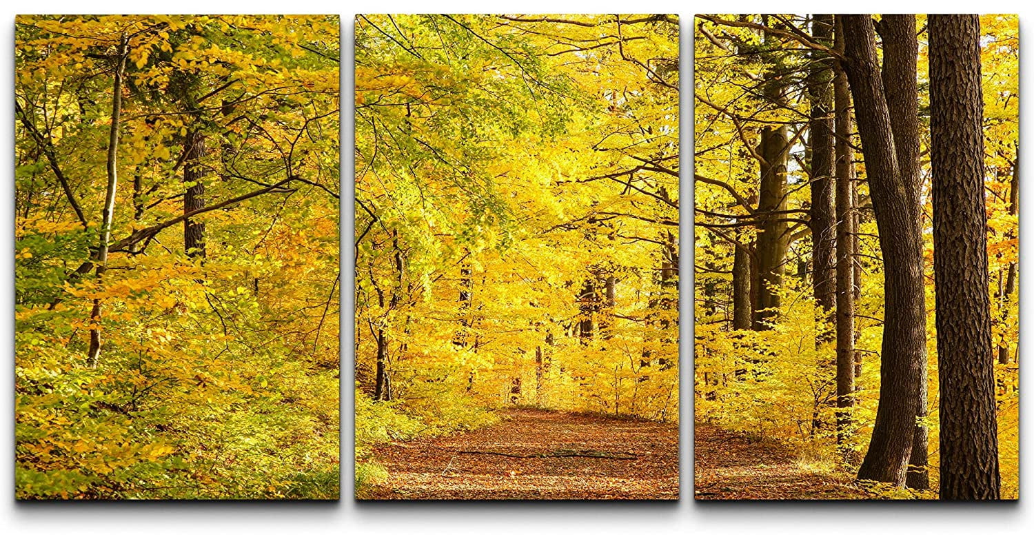 wall26 Canvas Print Wall Art Set Autumn Fall Yellow Leaf Tree Forest ...