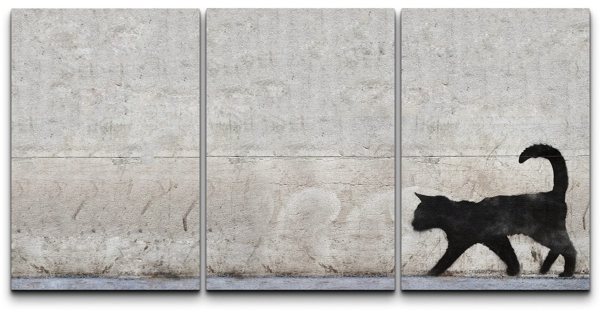 wall26 Canvas Print Wall Art Set Black Cat Silhouette Triptych Graffiti ...