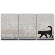 wall26 Canvas Print Wall Art Set Black Cat Silhouette Triptych Graffiti & Street Art Cities Mixed Media Realism Bohemian Scenic Urban Multicolor for Living Room, Bedroom, Office - 16"x24&quo