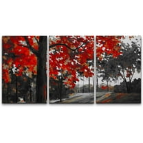 wall26 Canvas Print Wall Art Set Black, White & Red Autumn Countryside Abstract Nature Watercolor Modern Art Rustic Scenic Dramatic Multicolor for Living Room, Bedroom, Office - 16"x24"