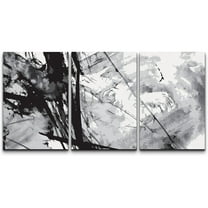 wall26 Canvas Print Wall Art Set Black & Gray Watercolor Paint Splatter Abstract Shapes Illustrations Modern Art Bohemian Dramatic Multicolor Ultra for Living Room, Bedroom, Office - 24"x36&