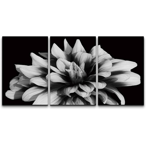 wall26 Canvas Print Wall Art Set Black & White Chrysanthemum Flower Floral Botanical Photography Realism Rustic Scenic Dramatic Grayscale Dark for Living Room, Bedroom, Office - 16"x24"