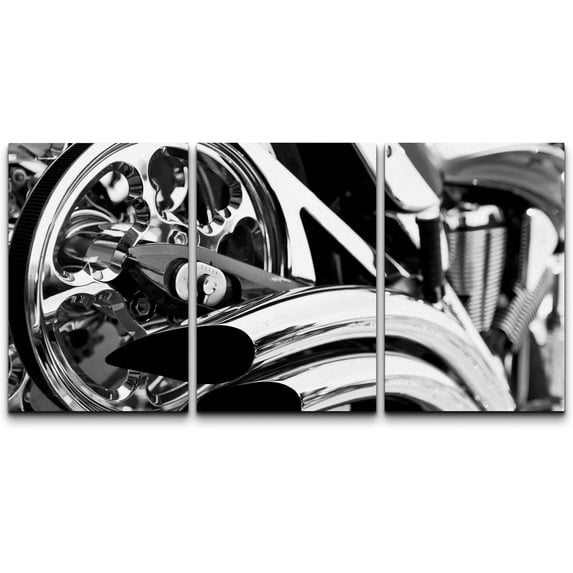 wall26 Canvas Print Wall Art Set Black & White Close Up of Motorcycle Transportation Vehicles Photography Realism Modern Scenic Relax/Calm Dark for Living Room, Bedroom, Office - 16"x24"