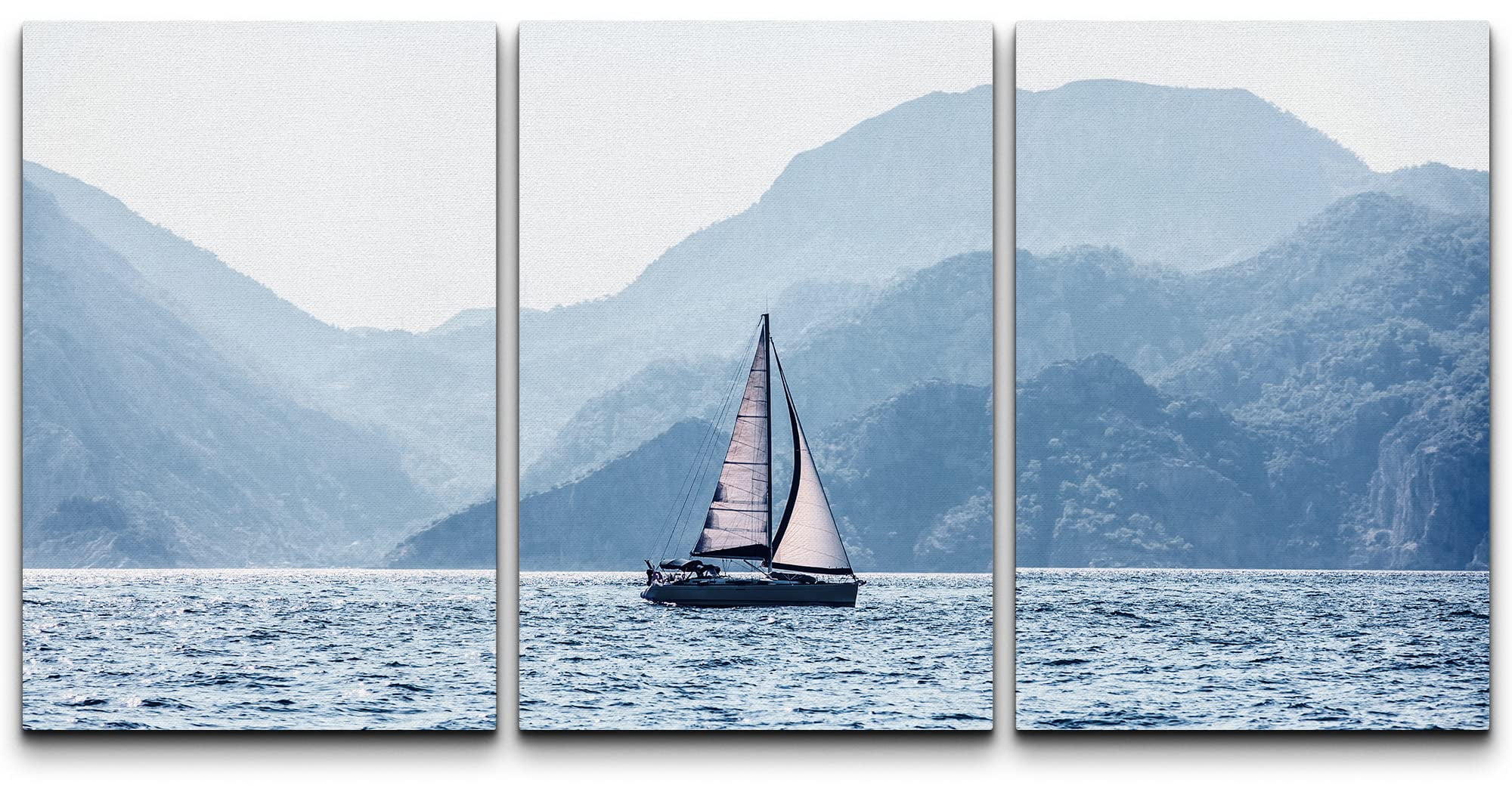 wall26 Canvas Print Wall Art Set Blue Forest Mountain Horizon with ...