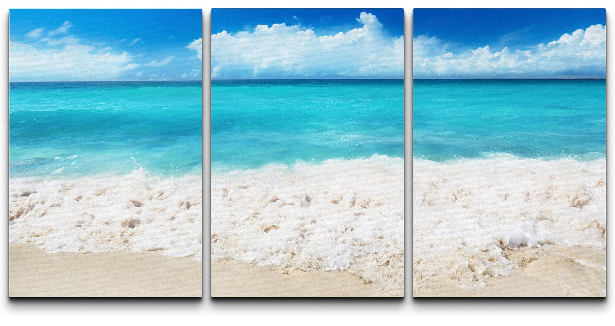 wall26 Canvas Print Wall Art Set Blue Ocean Horizon with Sand and ...