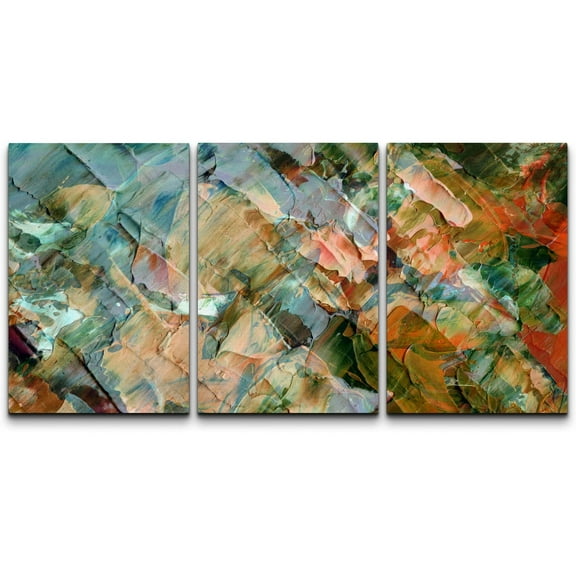 wall26 Canvas Print Wall Art Set Blue, Orange, Green &amp; Pink Paint Collage Abstract Shapes Illustrations Modern Art Chic Colorful Multicolor Ultra for Living Room, Bedroom, Office - 16&quot;x24&qu