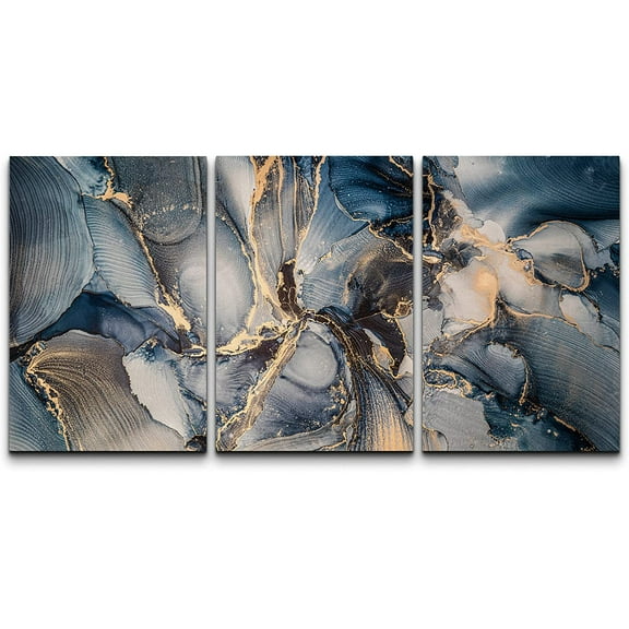 wall26 Canvas Print Wall Art Set Blue Pastel Paint Stroke Landscape Abstract Shapes Illustrations Modern Art Bohemian Decorative Multicolor for Living Room, Bedroom, Office - 16"x24"x3 Pane