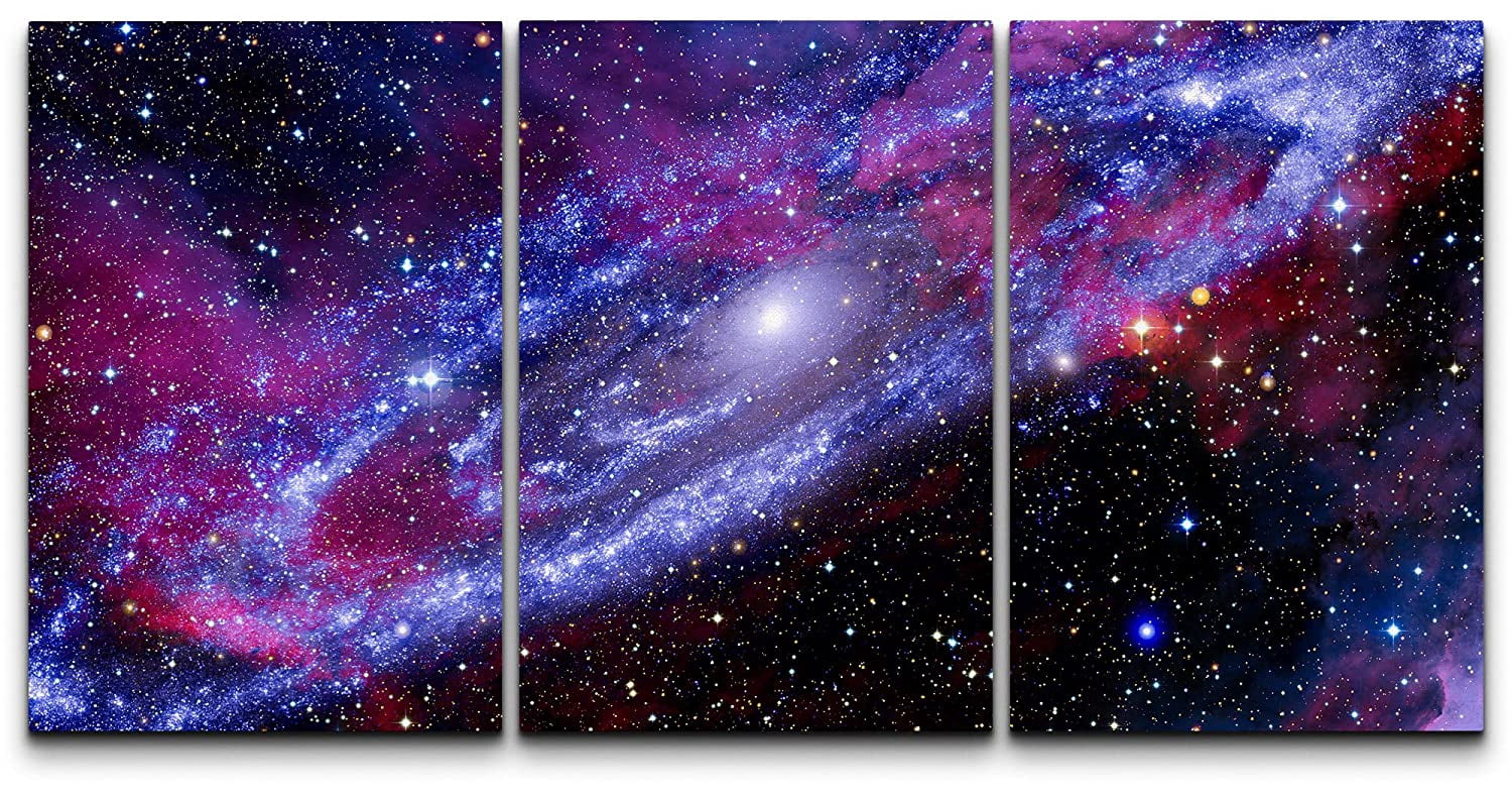 wall26 Canvas Print Wall Art Set Blue Purple Neon Spiral Galaxy ...