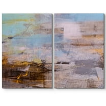 wall26 Canvas Print Wall Art Set Blue, White & Brown Grunge Color Field Abstract Patterns Digital Art Modern Art Chic Scenic Colorful Multicolor for Living Room, Bedroom, Office - 24"x36&quo
