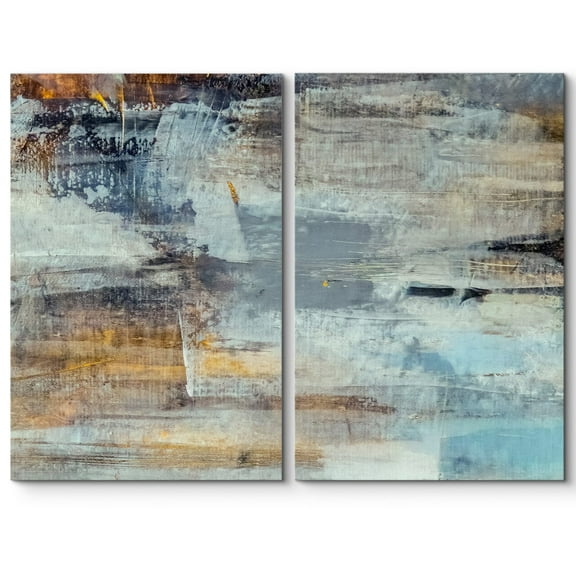 wall26 Canvas Print Wall Art Set Blue &amp; Yellow Grunge Color Field Abstract Patterns Digital Art Modern Art Chic Scenic Colorful Multicolor for Living Room, Bedroom, Office - 16"x24"x2 P