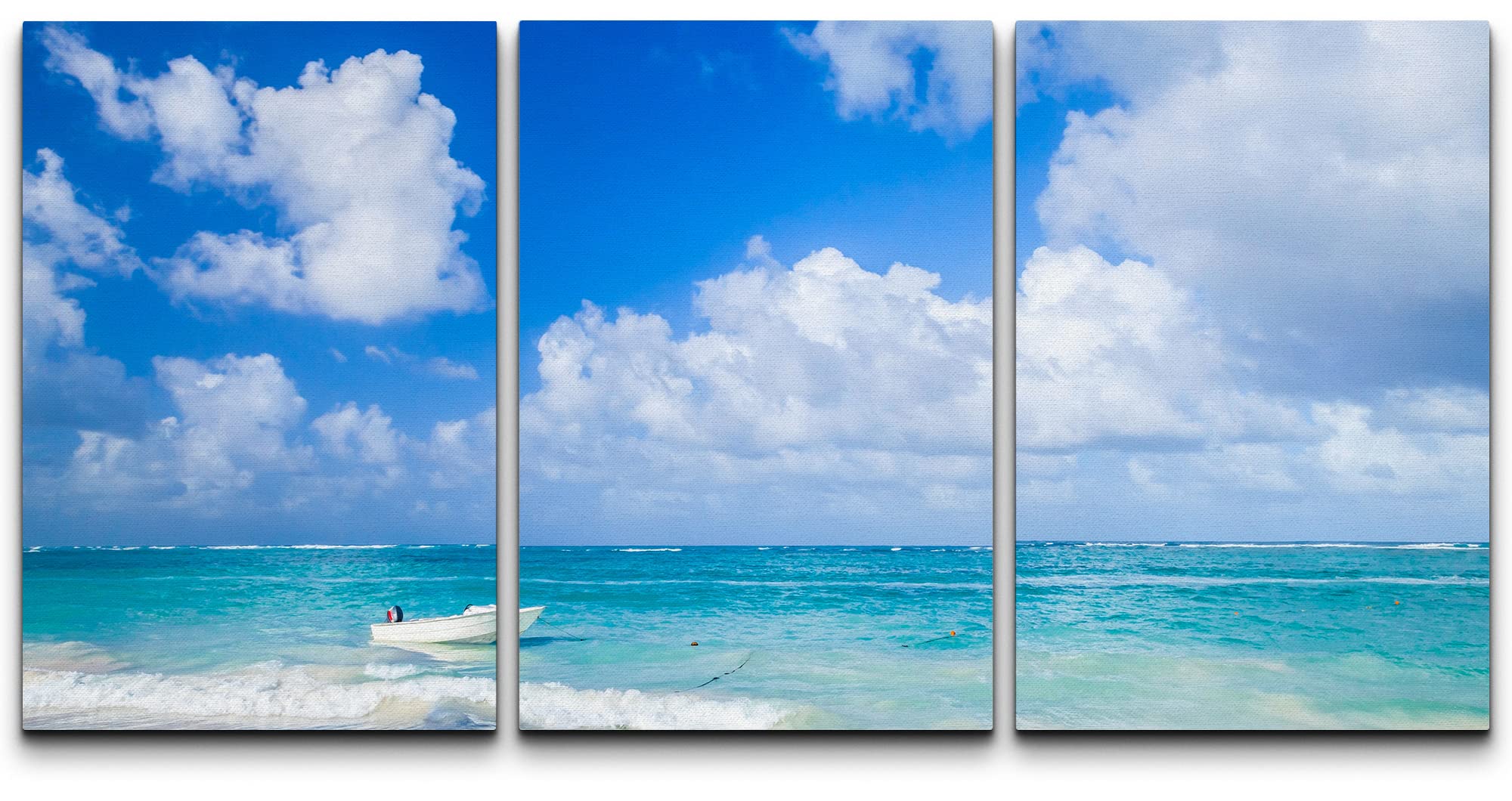 wall26 Canvas Print Wall Art Set Boat at Sea with Atlantic Ocean ...