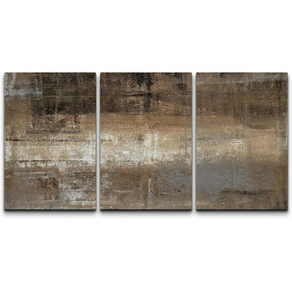 wall26 Canvas Print Wall Art Set Bown &amp; White Faded Grunge Color Field Abstract Shapes Illustrations Modern Art Chic Colorful Multicolor Ultra for Living Room, Bedroom, Office - 16"x24"