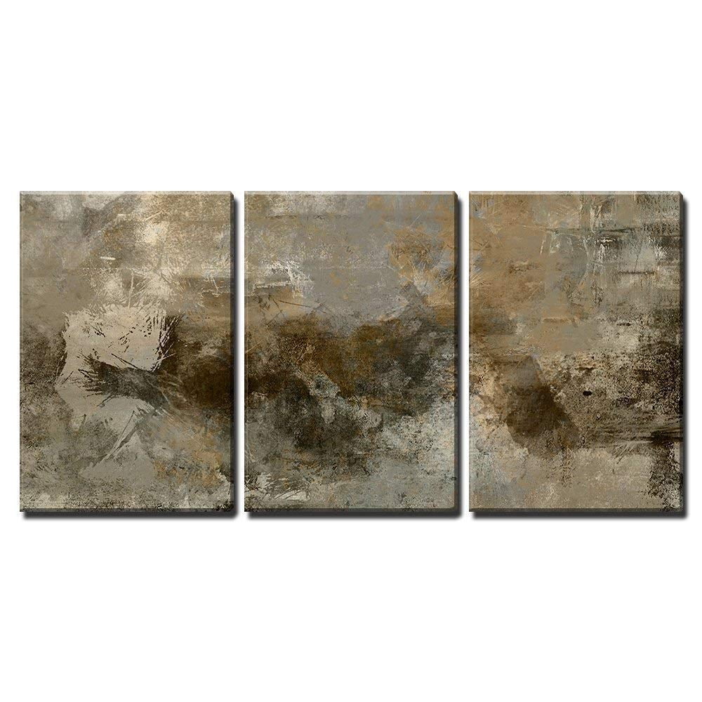wall26 Canvas Print Wall Art Set Brown & Gray Grunge Paint Strokes ...