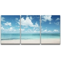 wall26 Canvas Print Wall Art Set Caribbean Beach Shore with Clouds Nature Wilderness Photography Realism Rustic Scenic Colorful Multicolor for Living Room, Bedroom, Office - 246 Panels