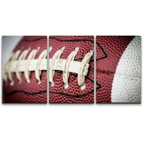 wall26 Canvas Print Wall Art Set Close Up of American Football Stitching Athlete Sports Photography Realism Nautical Scenic Relax/Calm Multicolor for Living Room, Bedroom, Office - 16"x24"x