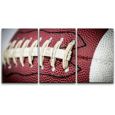 wall26 Canvas Print Wall Art Set Close Up of American Football Stitching Athlete Sports Photography Realism Nautical Scenic Relax/Calm Multicolor for Living Room, Bedroom, Office - 16&quot;x24&quot;x