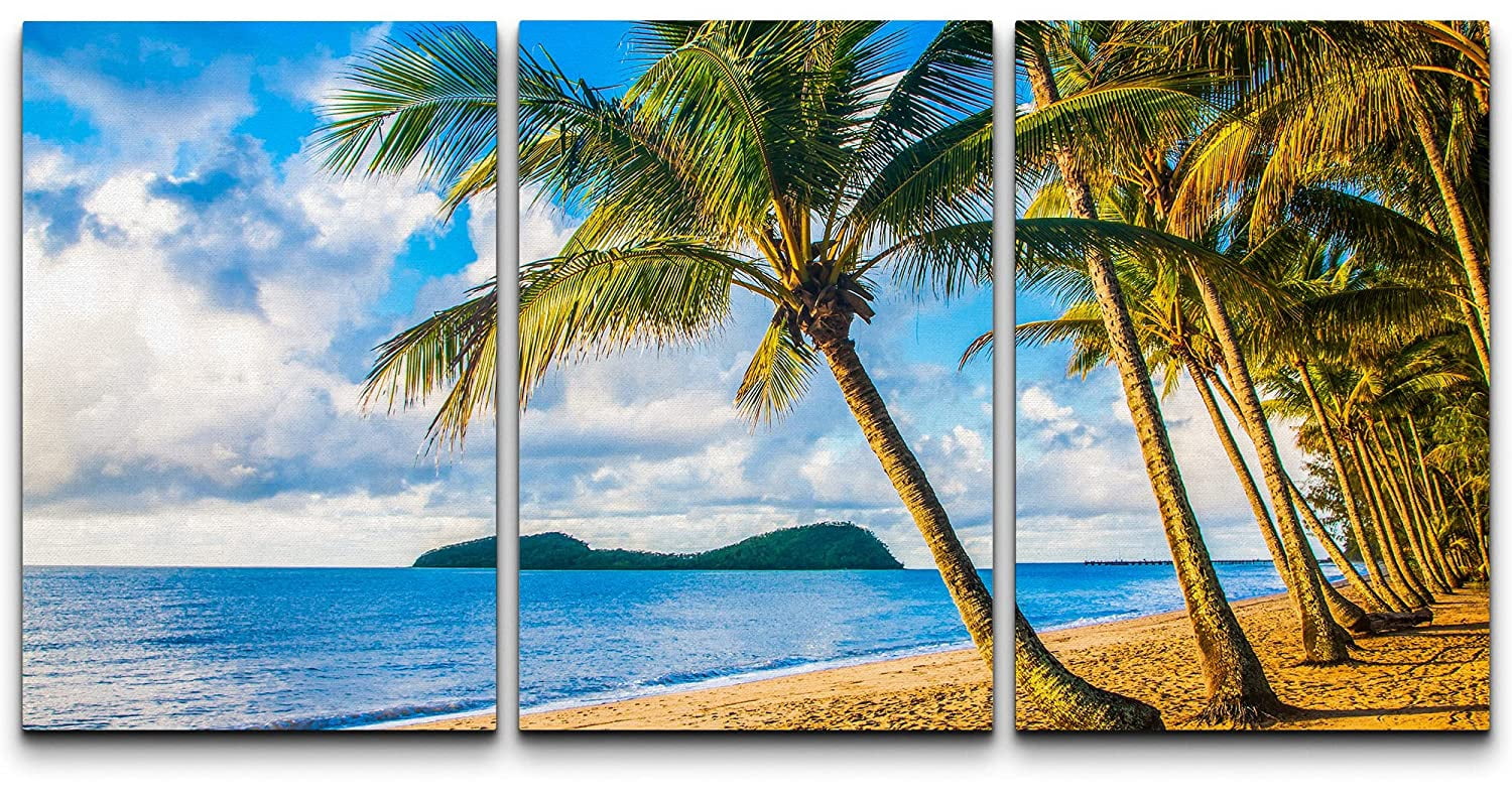 wall26 Canvas Print Wall Art Set Cloudy Sky Tropical Beach Island ...