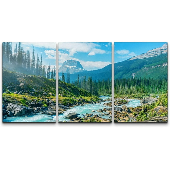 wall26 Canvas Print Wall Art Set Colorado Mountain Range Forest River Rapid Nature Wilderness Photography Realism Landscape Colorful Decorative for Living Room, Bedroom, Office - 24"x36"x3