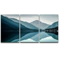 thumbnail image 1 of wall26 Canvas Print Wall Art Set Duotone Blue Mountain Forest Lake Nature Wilderness Photography Realism Rustic Landscape Colorful Cool for Living Room, Bedroom, Office - 24"x36"x3 Panels, 1 of 5
