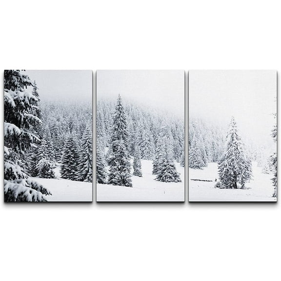 wall26 Canvas Print Wall Art Set Duotone Winter Snow Forest Trees Nature Wilderness Photography Realism Rustic Landscape Colorful Cool for Living Room, Bedroom, Office - 24"x36" x 3