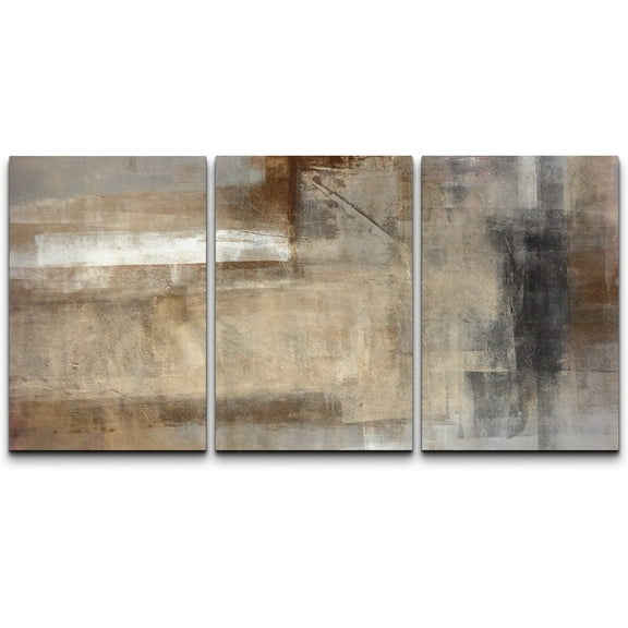 wall26 Canvas Print Wall Art Set Faded Grunge Black &amp; Brown Color Blocks Abstract Shapes Illustrations Modern Art Chic Colorful Multicolor Ultra for Living Room, Bedroom, Office - 24"x36&quo