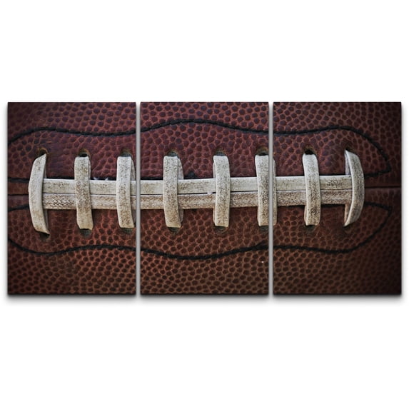 wall26 Canvas Print Wall Art Set Football Stitching Triptych Sports Athletes Photography Realism Contemporary Scenic Colorful Multicolor for Living Room, Bedroom, Office - 24"x36"x3 PanelsP