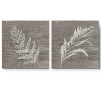 wall26 Canvas Print Wall Art Set Forest Plant Silhouettes on Wood Grain Floral Botanical Illustrations Minimalism Chic Relax/Calm Multicolor for Living Room, Bedroom, Office - 16"x16"x2