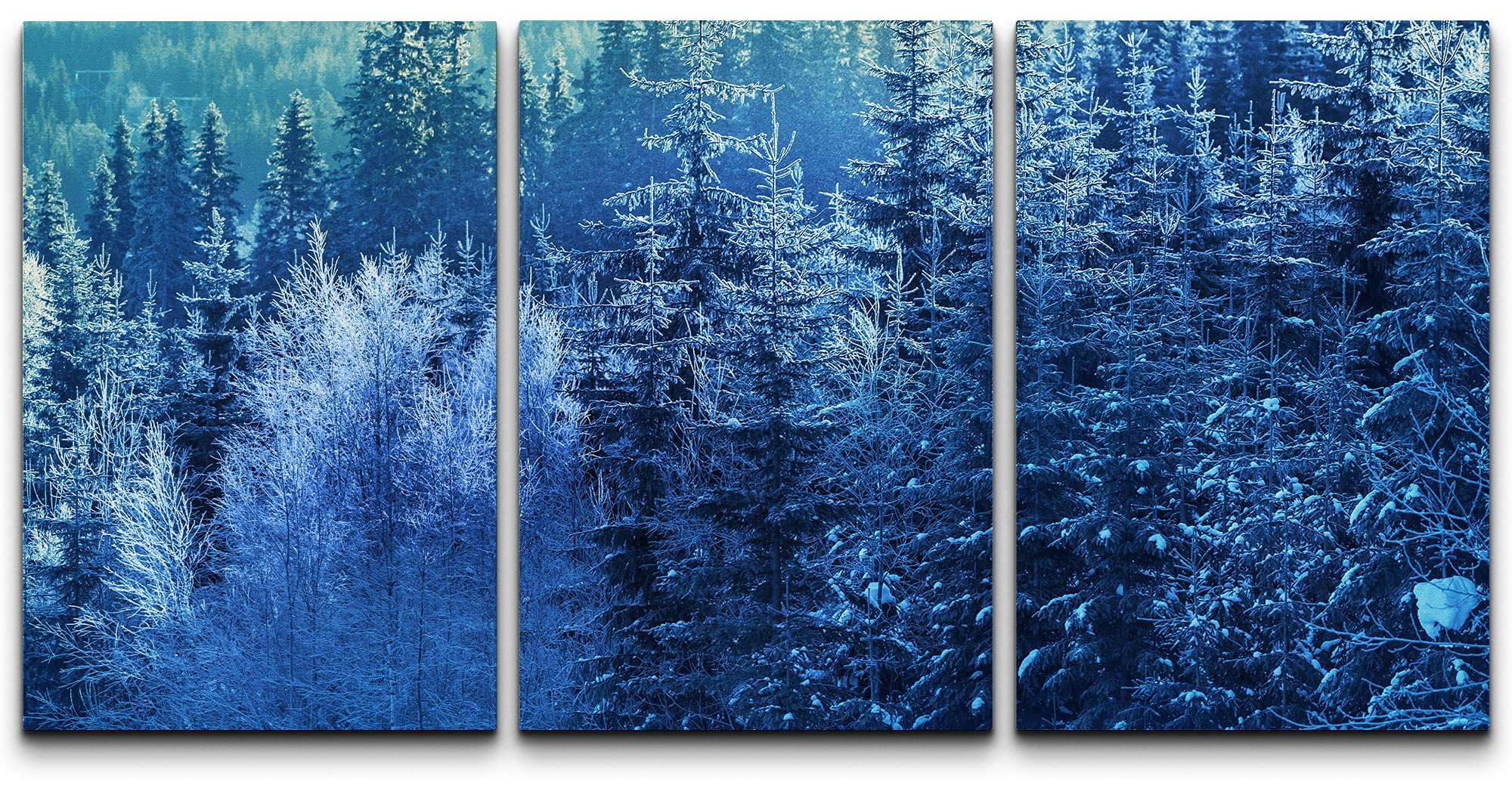 wall26 Canvas Print Wall Art Set Frozen Blue Forest Pines Trees in ...