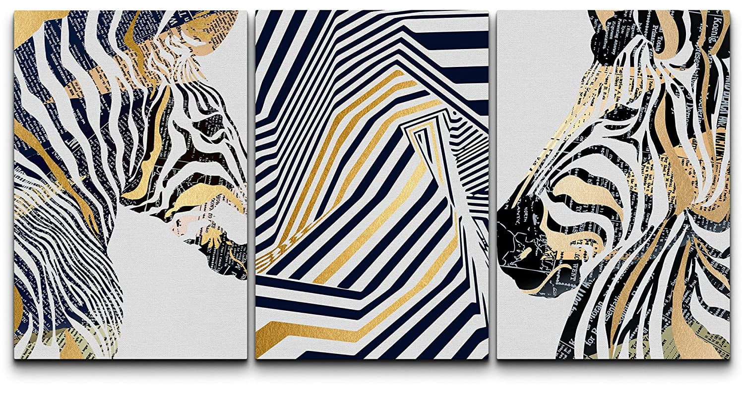 wall26 Canvas Print Wall Art Set Geometric Style Jungle Zebra Animals ...