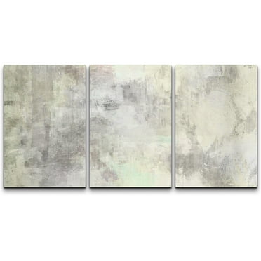 wall26 Canvas Print Wall Art Set Gray &amp; Light Green Grunge Paint Strokes Abstract Shapes Illustrations Modern Art Bohemian Colorful Multicolor for Living Room, Bedroom, Office - 16&quot;x24&quot;
