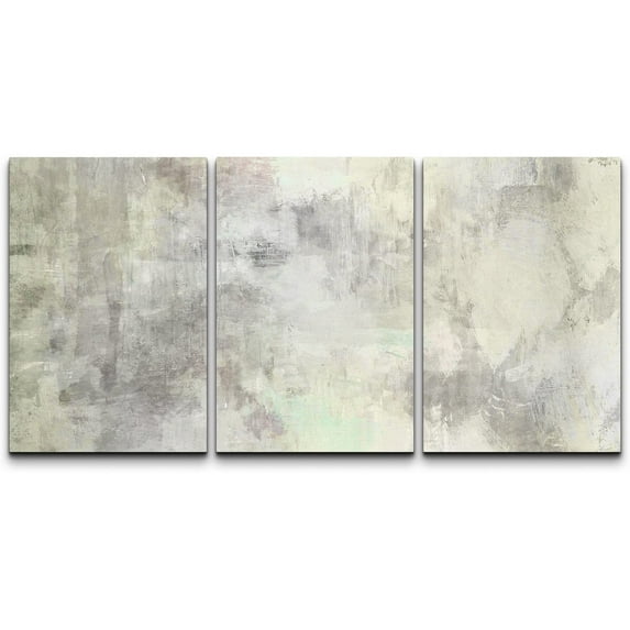 wall26 Canvas Print Wall Art Set Gray &amp; Light Green Grunge Paint Strokes Abstract Shapes Illustrations Modern Art Bohemian Colorful Multicolor for Living Room, Bedroom, Office - 16"x24"