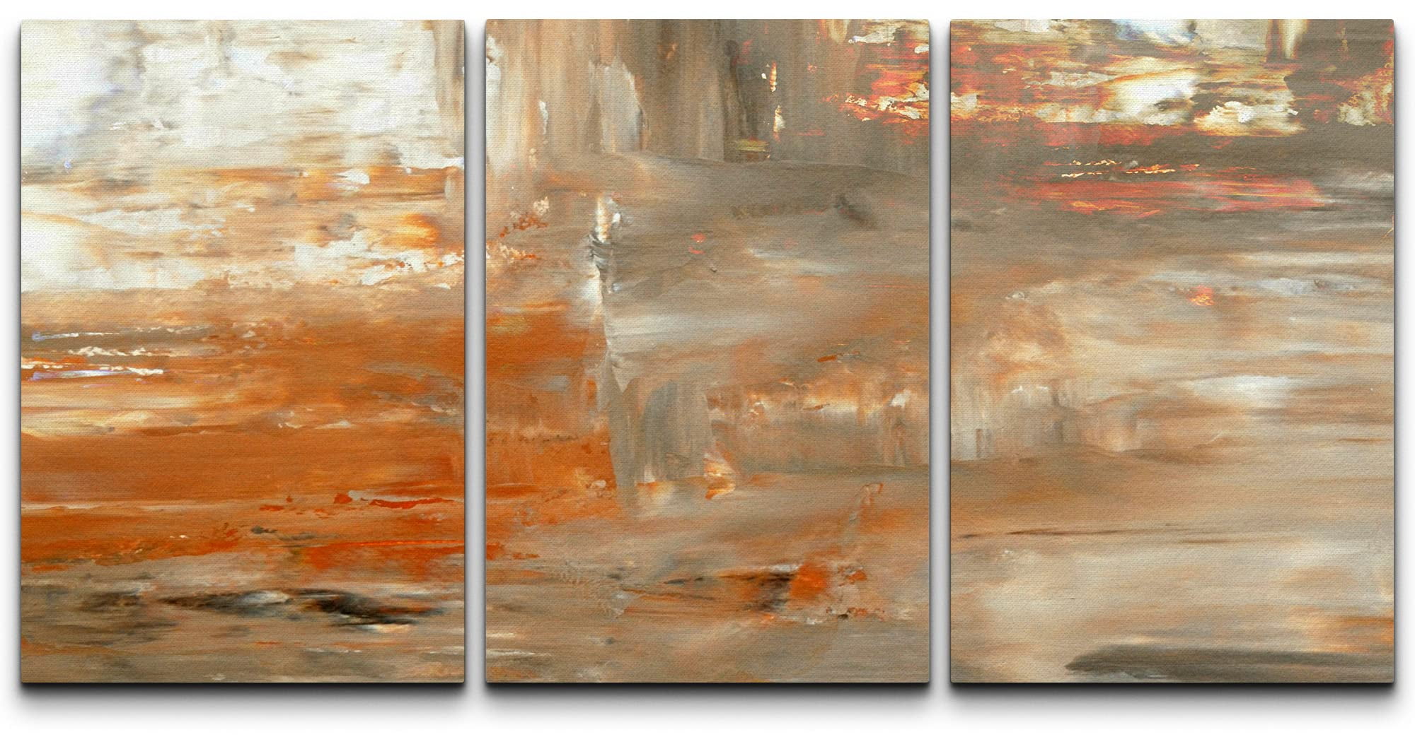 wall26 Canvas Print Wall Art Set Gray & Orange Paint Smudge Strokes ...
