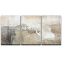 wall26 Canvas Print Wall Art Set Gray & Tan Color Block Ocean Wave Overlay Nature Wilderness Digital Art Modern Art Rustic Scenic Colorful for Living Room, Bedroom, Office - 16"x24"x3 P