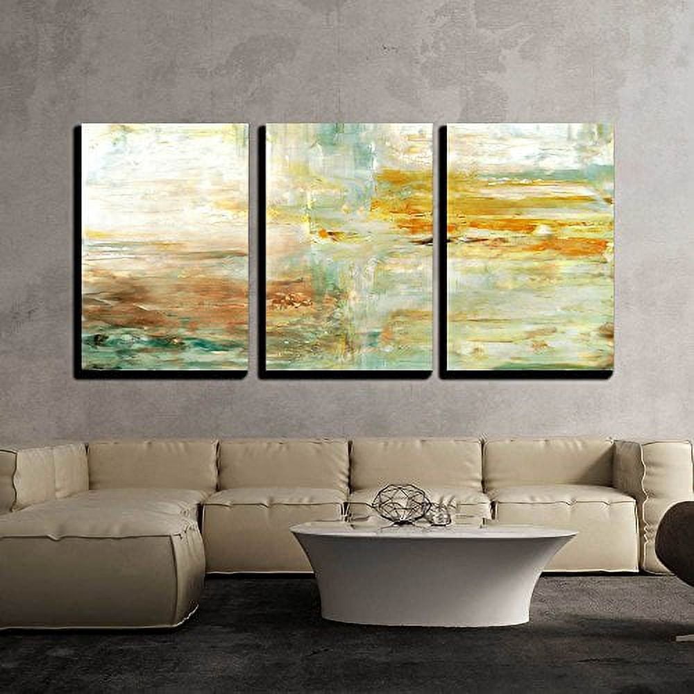 wall26 Canvas Print Wall Art Set Green & Orange Paint Stroke Display ...