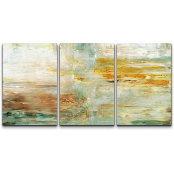 wall26 Canvas Print Wall Art Set Green & Orange Paint Stroke Display Abstract Shapes Illustrations Modern Art Bohemian Colorful Multicolor Ultra for Living Room, Bedroom, Office - 16"x24&quo