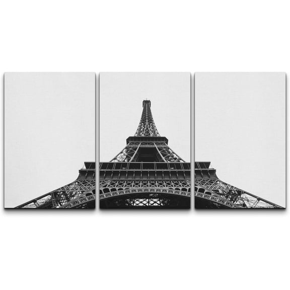 wall26 Canvas Print Wall Art Set Ground View of Eiffel Tower in Paris, France Nature Wilderness Photography Realism Rustic Relax/Calm Multicolor for Living Room, Bedroom, Office - 24"x36"x3