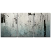 wall26 Canvas Print Wall Art Set Grunge Industrial Black & Gray Color Field Abstract Shapes Illustrations Modern Art Contemporary Colorful Multicolor for Living Room, Bedroom, Office - 16"x2