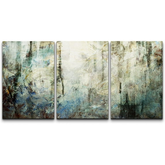 wall26 Canvas Print Wall Art Set Grunge Industrial Blue & Tan Color Field Abstract Shapes Illustrations Modern Art Contemporary Colorful Multicolor for Living Room, Bedroom, Office - 16"x24&