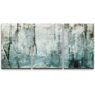 wall26 Canvas Print Wall Art Set Grunge Texture Blue Gradient Color Field Abstract Shapes Illustrations Modern Art Contemporary Colorful Multicolor for Living Room, Bedroom, Office - 16&quot;x24&quot