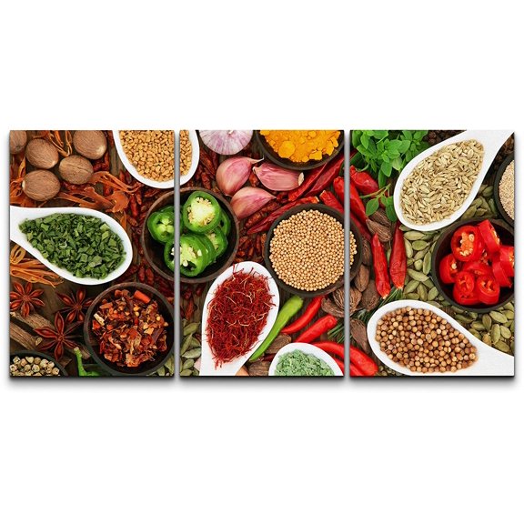 wall26 Canvas Print Wall Art Set Jalapeno Saffron Pepper Spices Vegetables Food Kitchen &amp; Cooking Photography Realism Decorative Colorful for Living Room, Bedroom, Office - 16"x24"x3