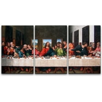 wall26 Canvas Print Wall Art Set The Last Supper by Andrea Solari Cultural Historic Oil Painting Fine Art Reproduction Scenic Colorful for Living Room, Bedroom, Office - 16"x24" x 3 Panels