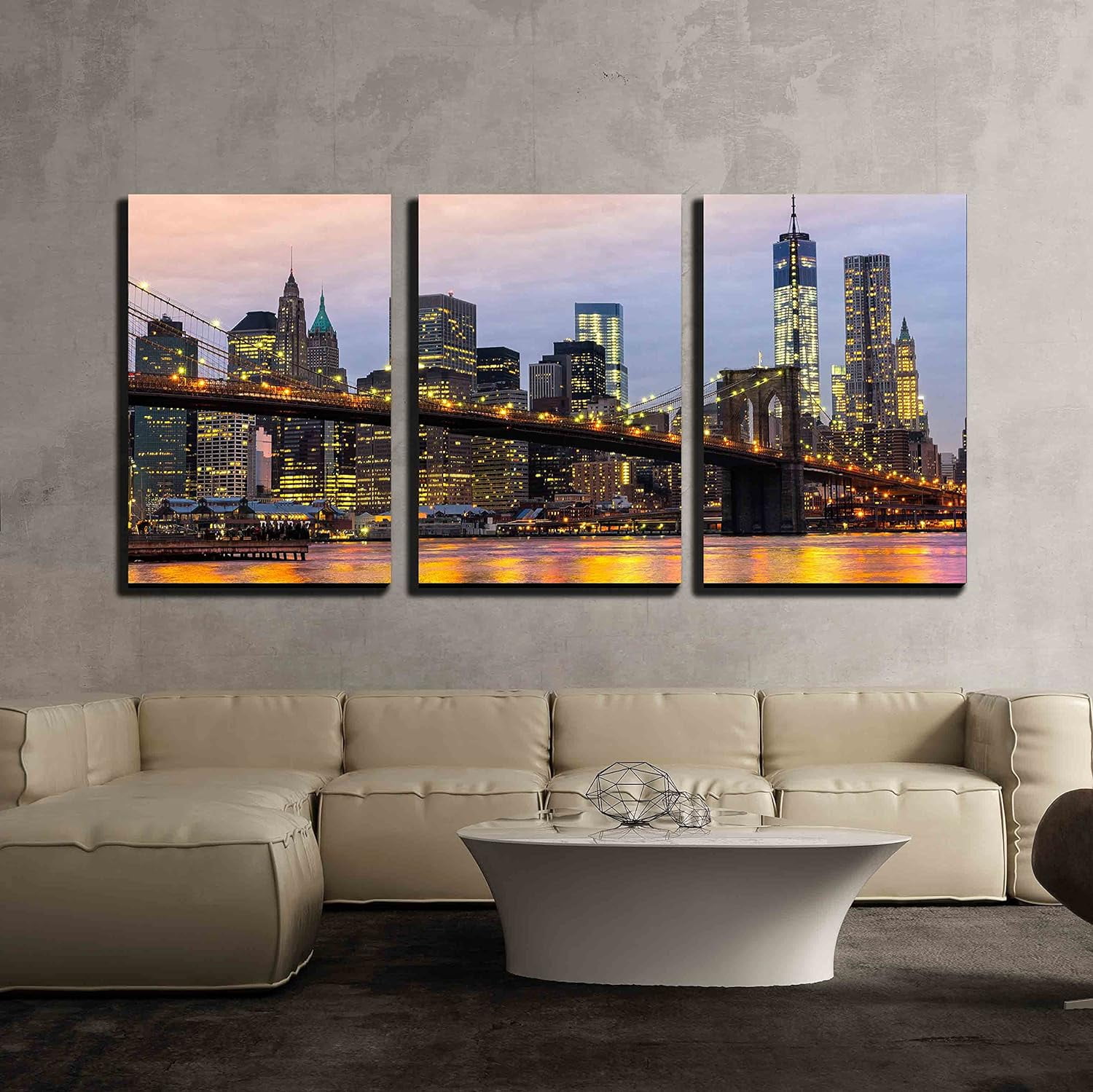 wall26 Canvas Print Wall Art Set Manhattan Skyline at Sunrise in NYC ...