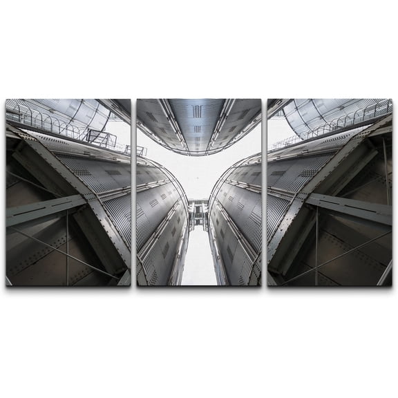 wall26 Canvas Print Wall Art Set Metal Grain Facility with Silo Towers Architecture & Maps Country Photography Realism Rustic Scenic Relax/Calm for Living Room, Bedroom, Office - 16"x24"